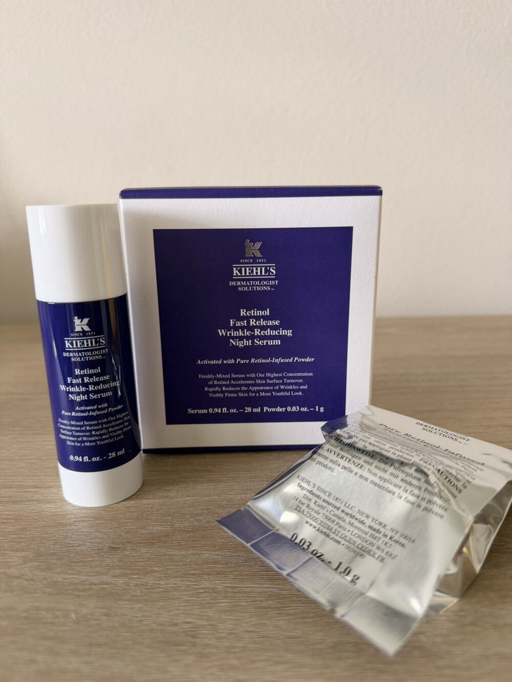 Kiehl's Retinol Fast Release Night Serum 28ml + Powder 1g New Box